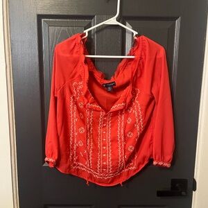 Salmon Embroidered Women's Top